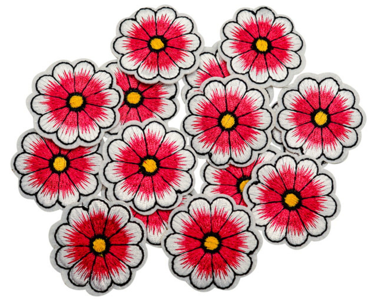 1 1/2" Fuchsia Daisy Flower Embroidery Iron On Heat Transfer Patch Pack of 72